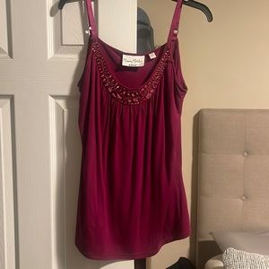 Avenue, Modern Metallics, hot pink sleeveless shirt with pink stones